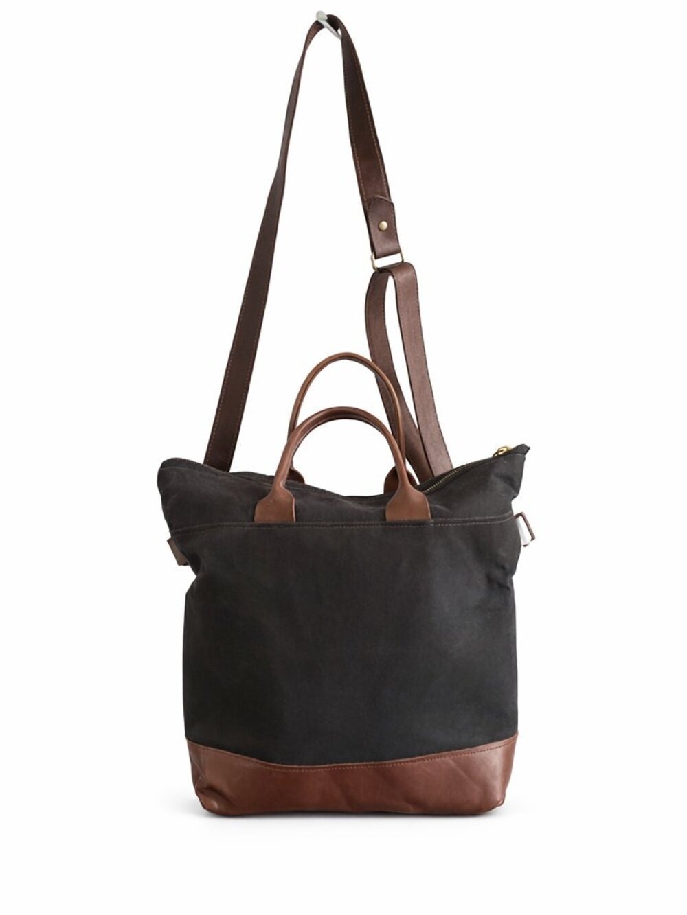 R. Riveter Otto Canvas & Leather Shoulder Bag/Handmade USA/Classic Black & Brown